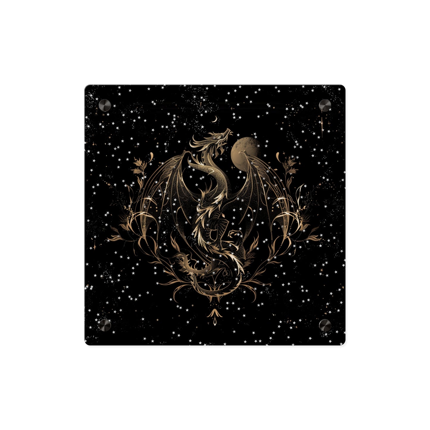 Sleek Dragon Acrylic Wall Art Panel - Celestial Decor for Fantasy Lovers