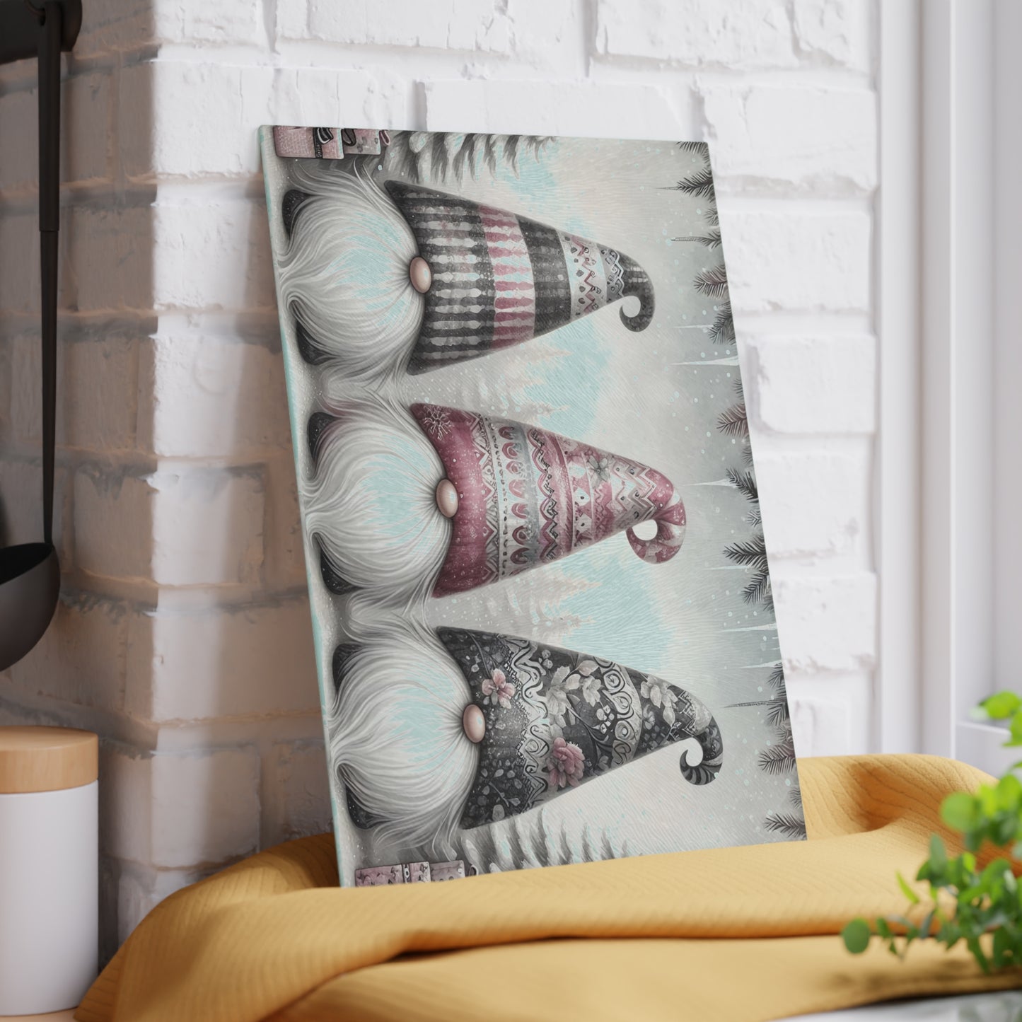 Festive Gnome Glass Cutting Board - Perfect for Holiday Cooking & Entertaining