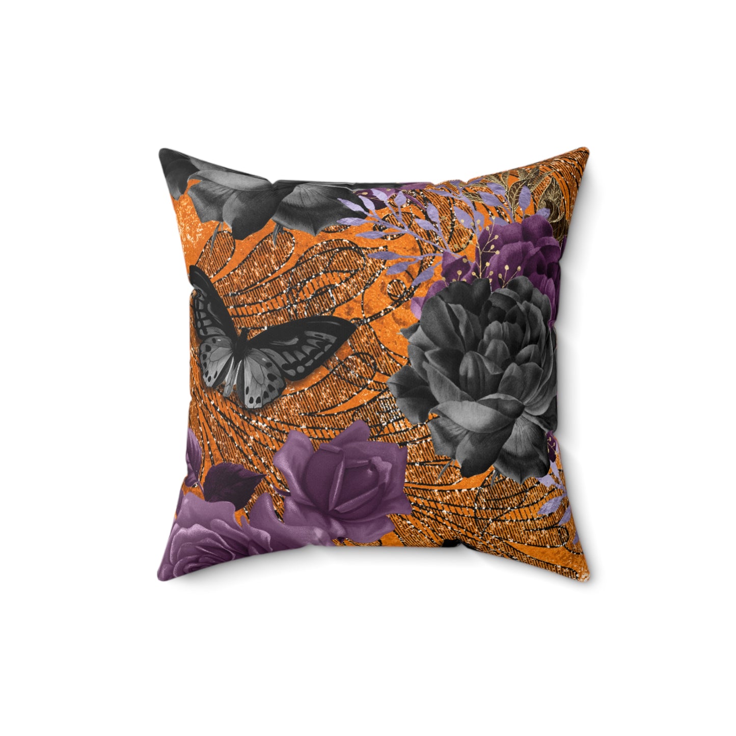 Elegant Floral Butterfly Pillow, Decorative Halloween Cushion, Home Decor, Autumn Aesthetic, Gift for Her, Floral Throw Pillow