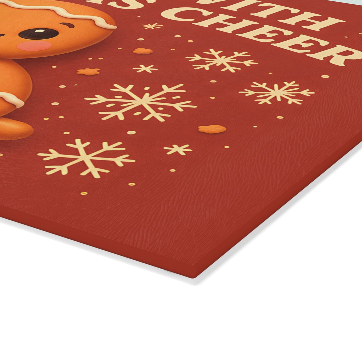 Gingerbread Christmas Glass Cutting Board - Rolling With Cheer