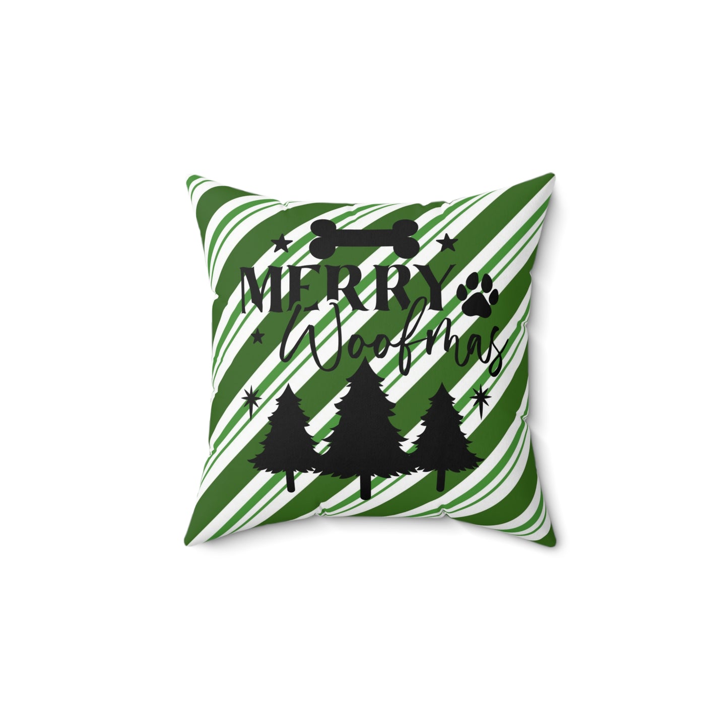 Christmas Theme Spun Polyester Square Pillow, Dog Lover's Holiday Decor for Home or Office, Dog Lovers Holiday Accent for Any Room