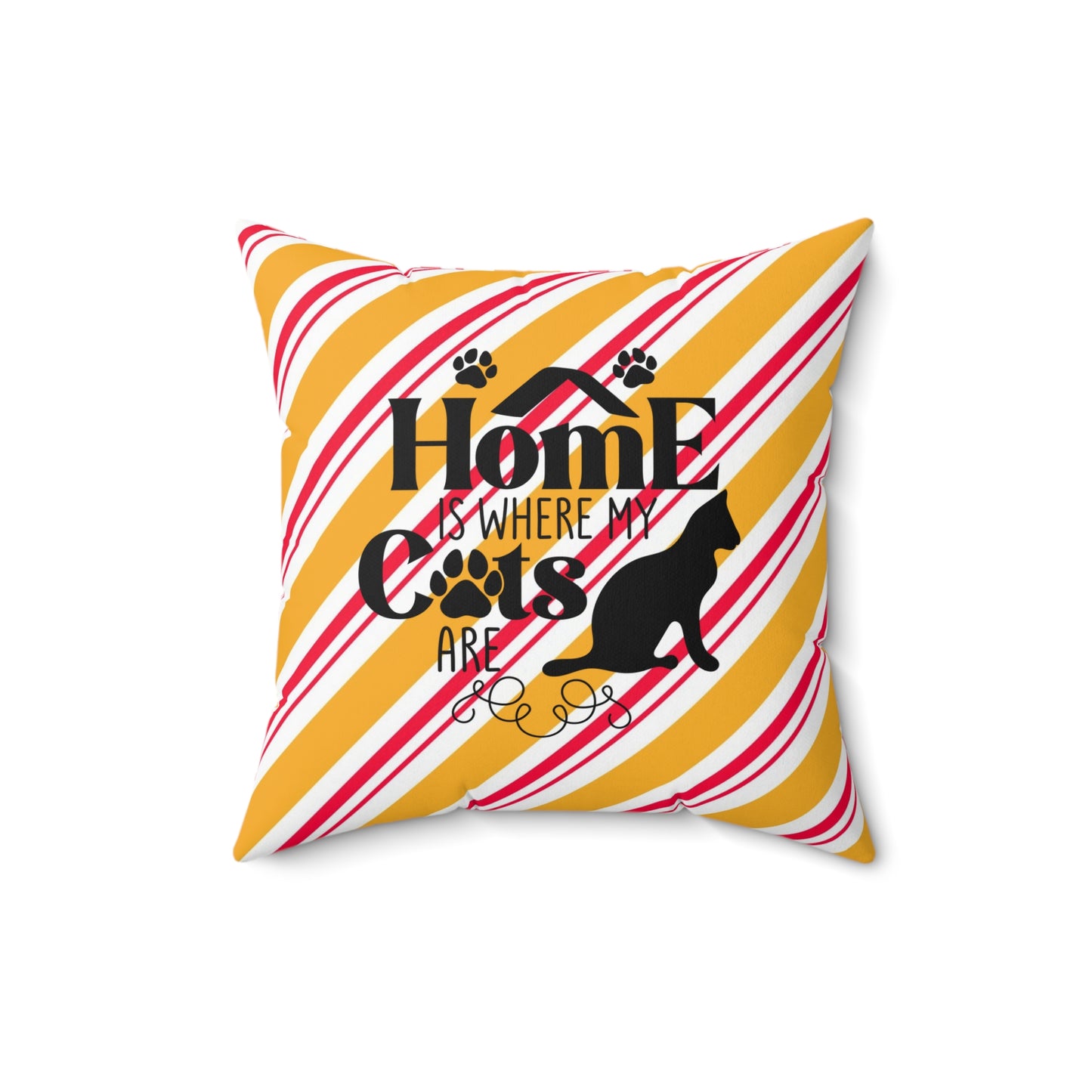 Festive Holiday Pillow Decor for Anyone, Cat Lover's Holiday Room Accent, Decorative Holiday Spun Polyester Square Pillow