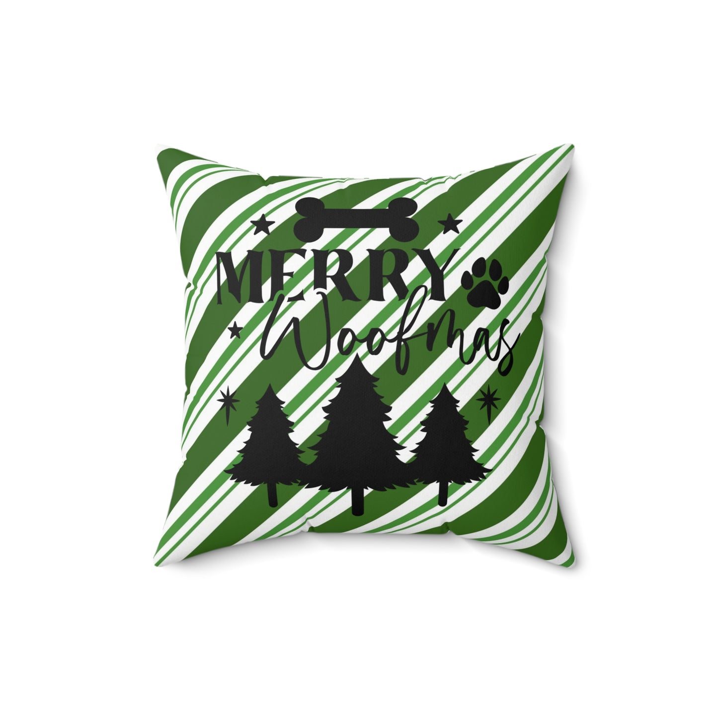 Christmas Theme Spun Polyester Square Pillow, Dog Lover's Holiday Decor for Home or Office, Dog Lovers Holiday Accent for Any Room