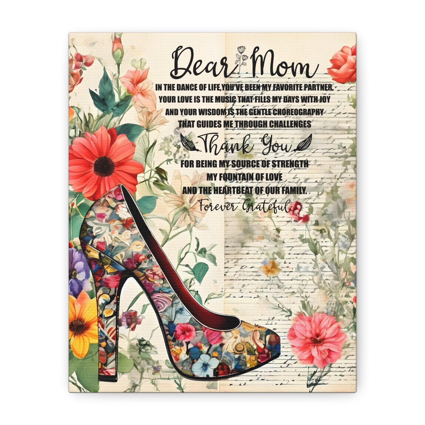 Inspirational Floral Canvas Wall Art for Mom - Perfect Gift for Mother's Day