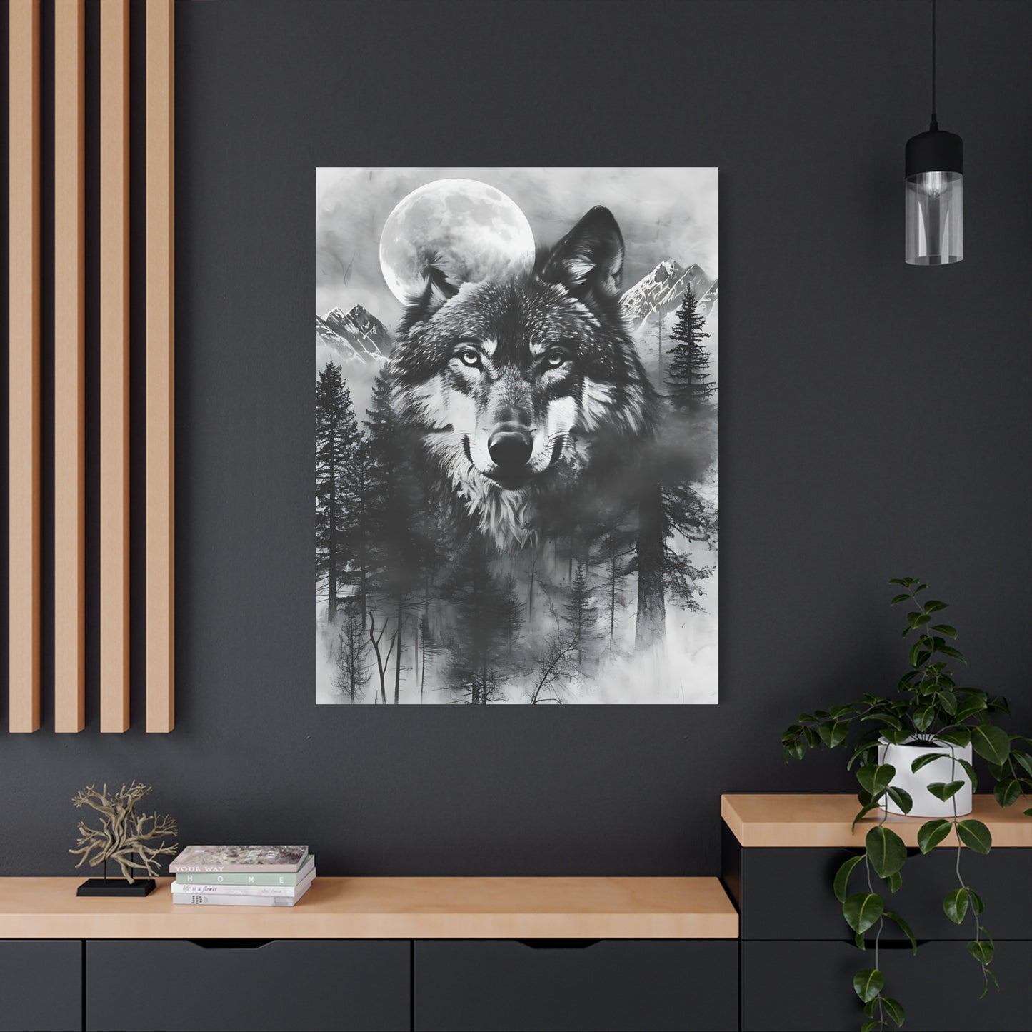 Majestic Wolf Canvas Wall Art - Black and White Wilderness Decor