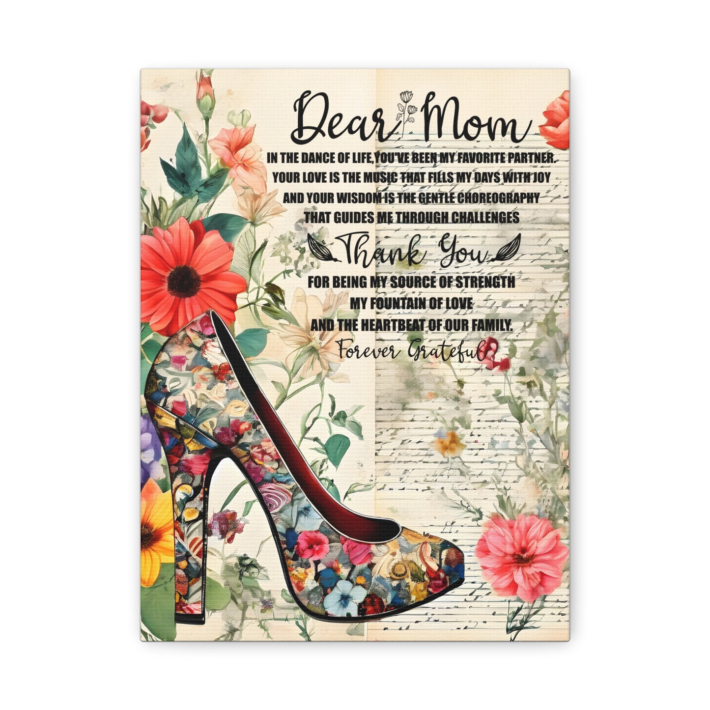 Inspirational Floral Canvas Wall Art for Mom - Perfect Gift for Mother's Day