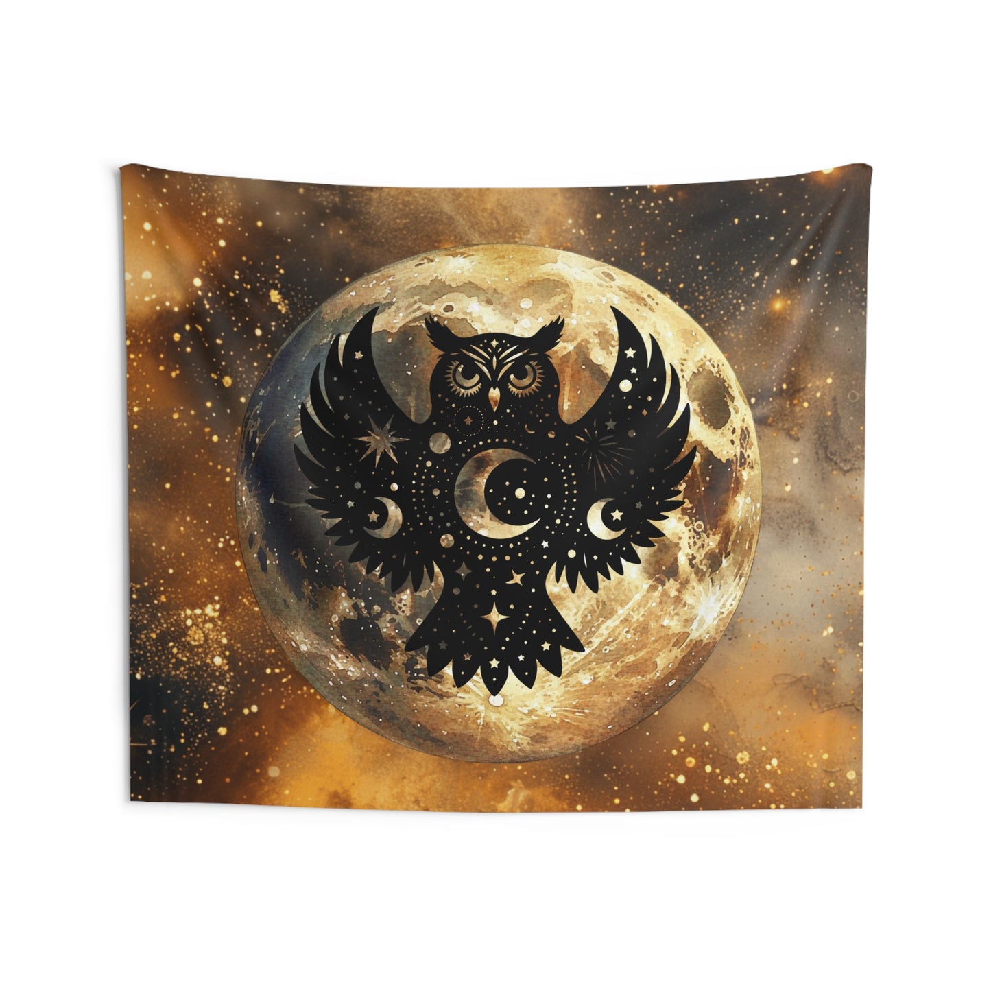 Celestial Owl Wall Tapestry, Cosmic Decor, Bohemian Wall Art, Witchy Home Decor, Mystical Tapestry