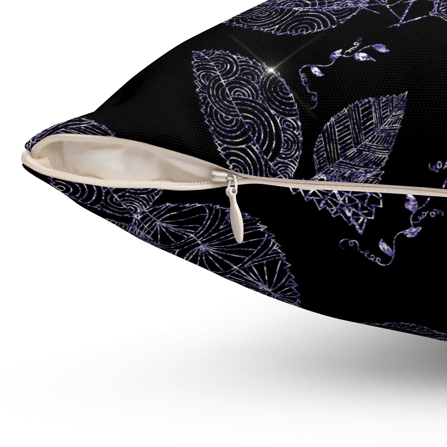 Elegant Floral Decorative Pillow, Cozy Home Accent, Artful Gift, Modern Black Cushion, Flower Motif Pillow, Indoor Decor