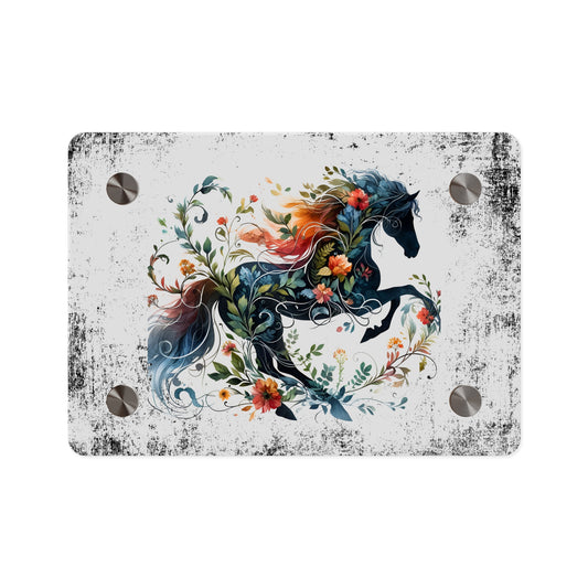 Vibrant Floral Horse Acrylic Wall Art Panel - Home Decor