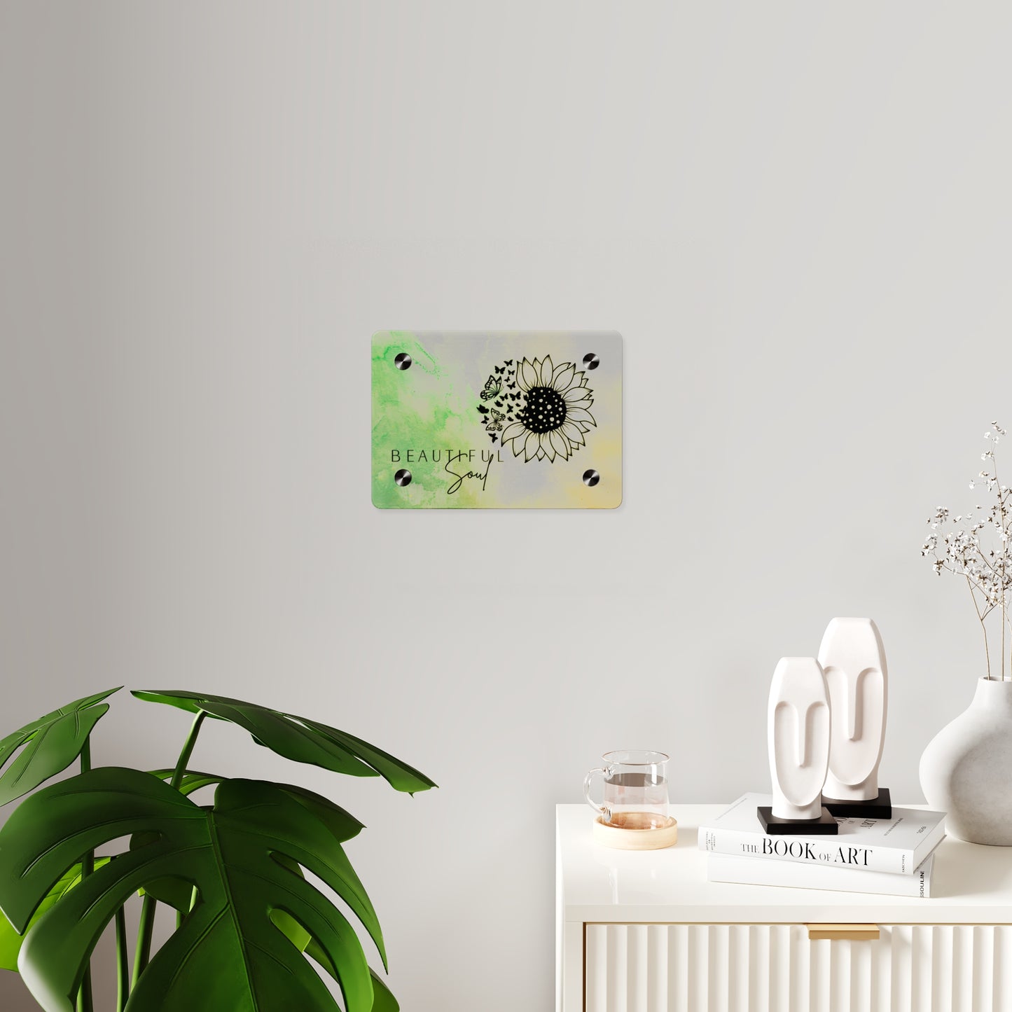 Beautiful Soul Acrylic Wall Art Panel with Sunflower Design