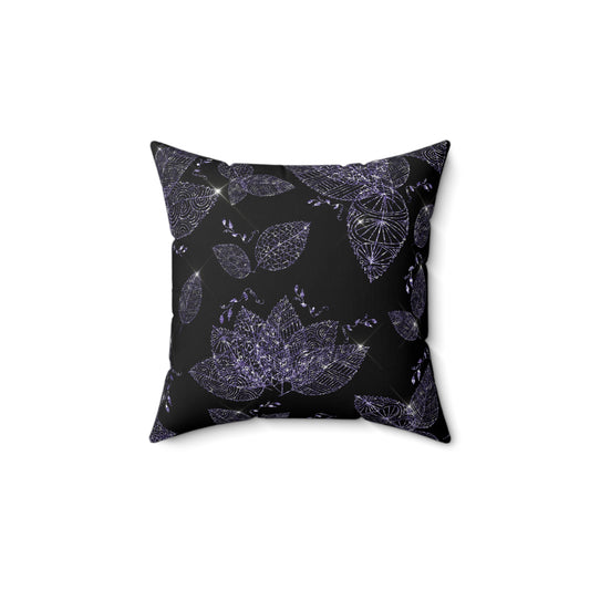 Elegant Floral Decorative Pillow, Cozy Home Accent, Artful Gift, Modern Black Cushion, Flower Motif Pillow, Indoor Decor