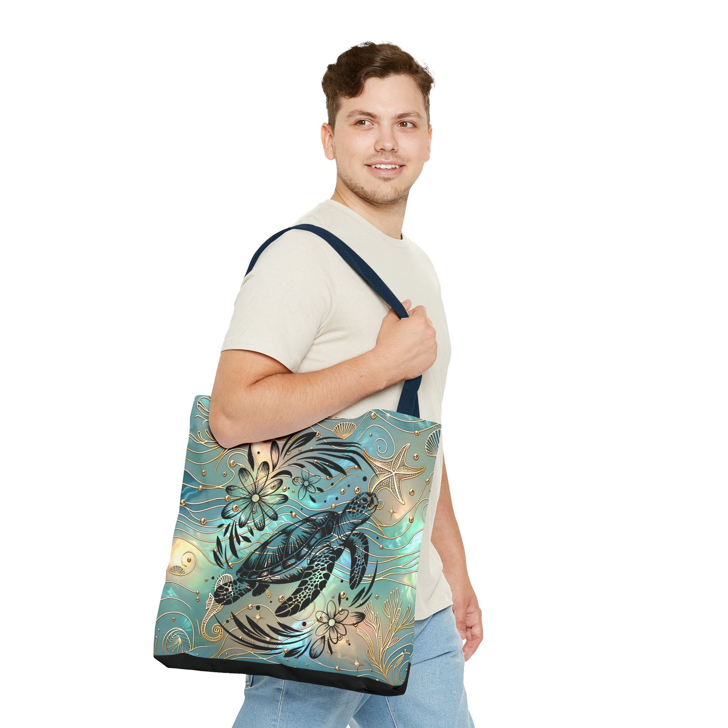 Ocean-Inspired Turtle Tote Bag - Beach Lover's Canvas Eco-Friendly Summer Gift