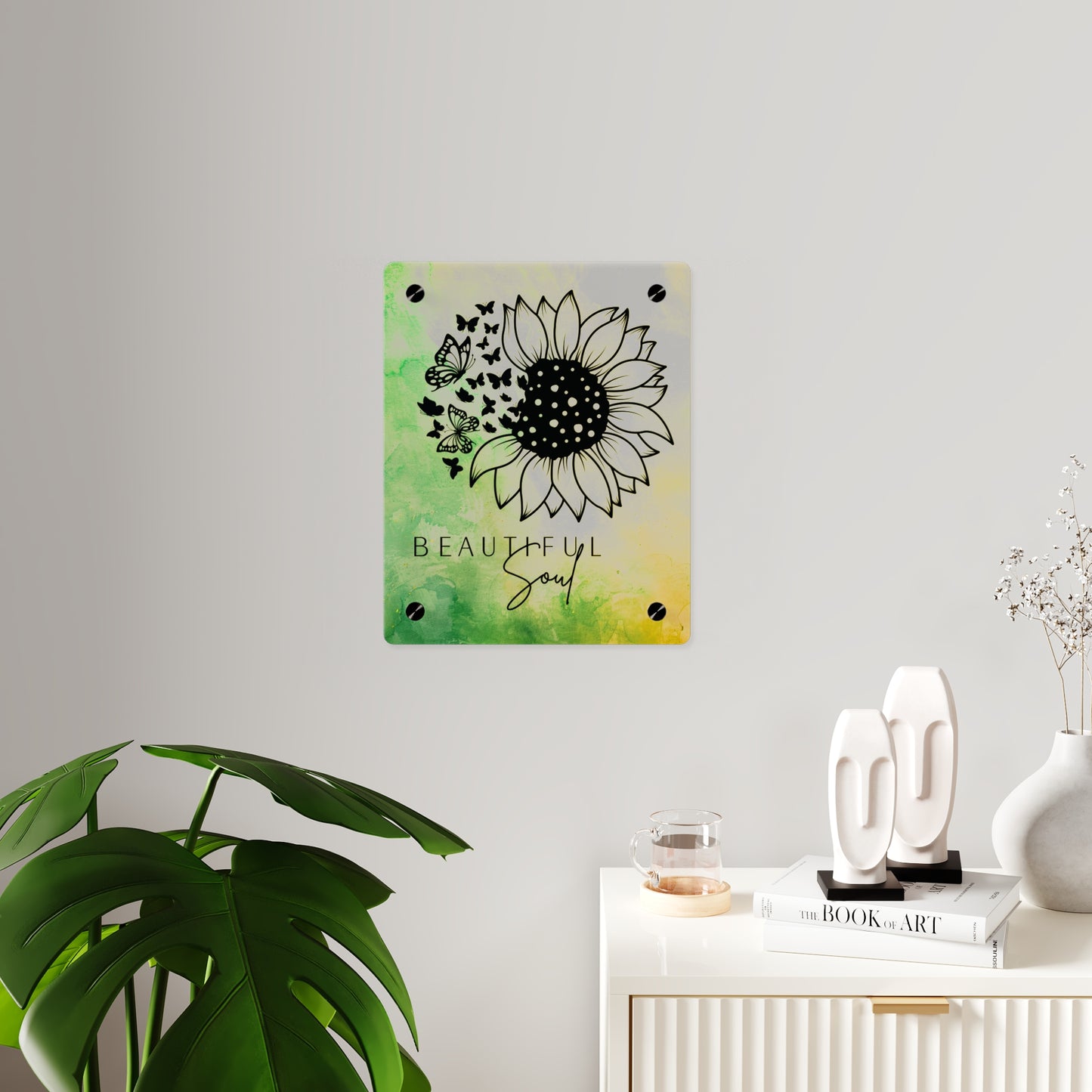 Beautiful Soul Acrylic Wall Art Panel with Sunflower Design
