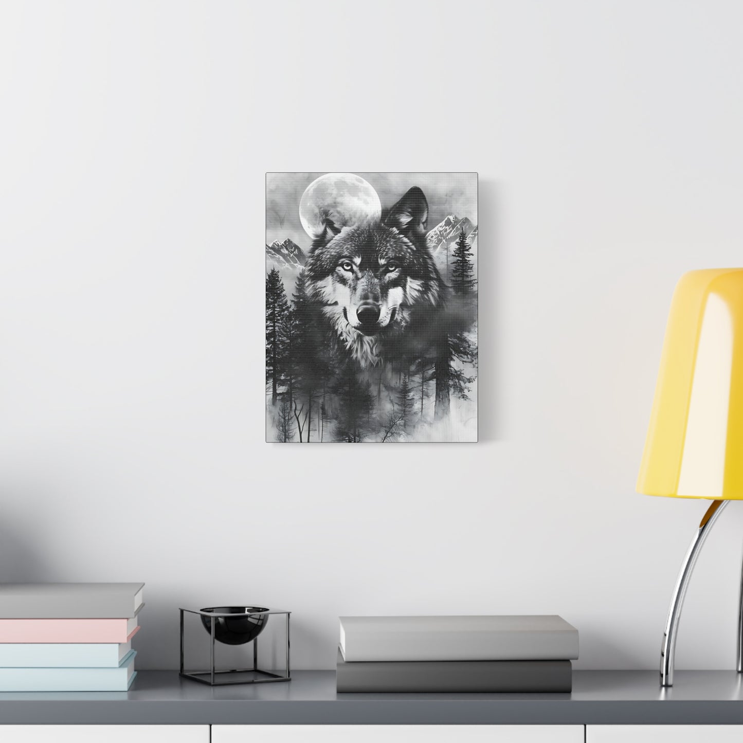 Majestic Wolf Canvas Wall Art - Black and White Wilderness Decor