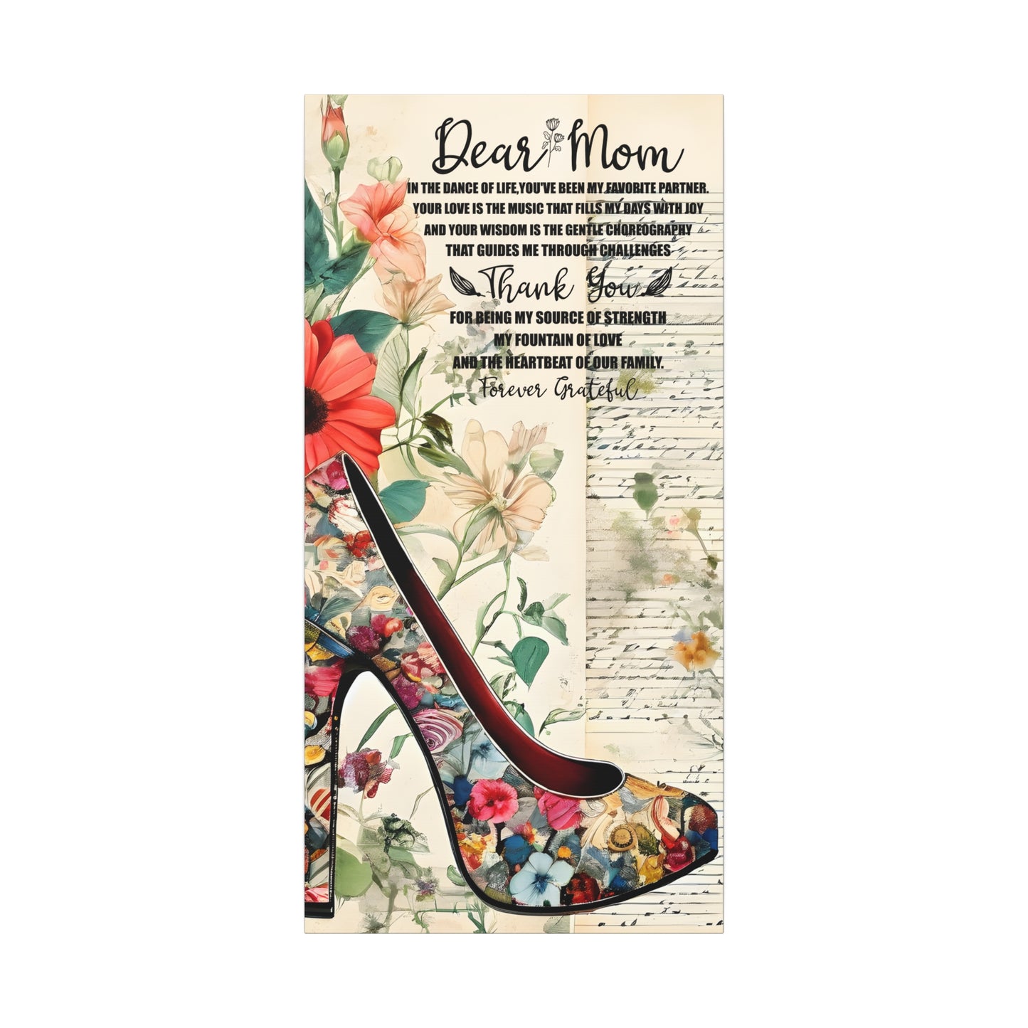 Inspirational Floral Canvas Wall Art for Mom - Perfect Gift for Mother's Day