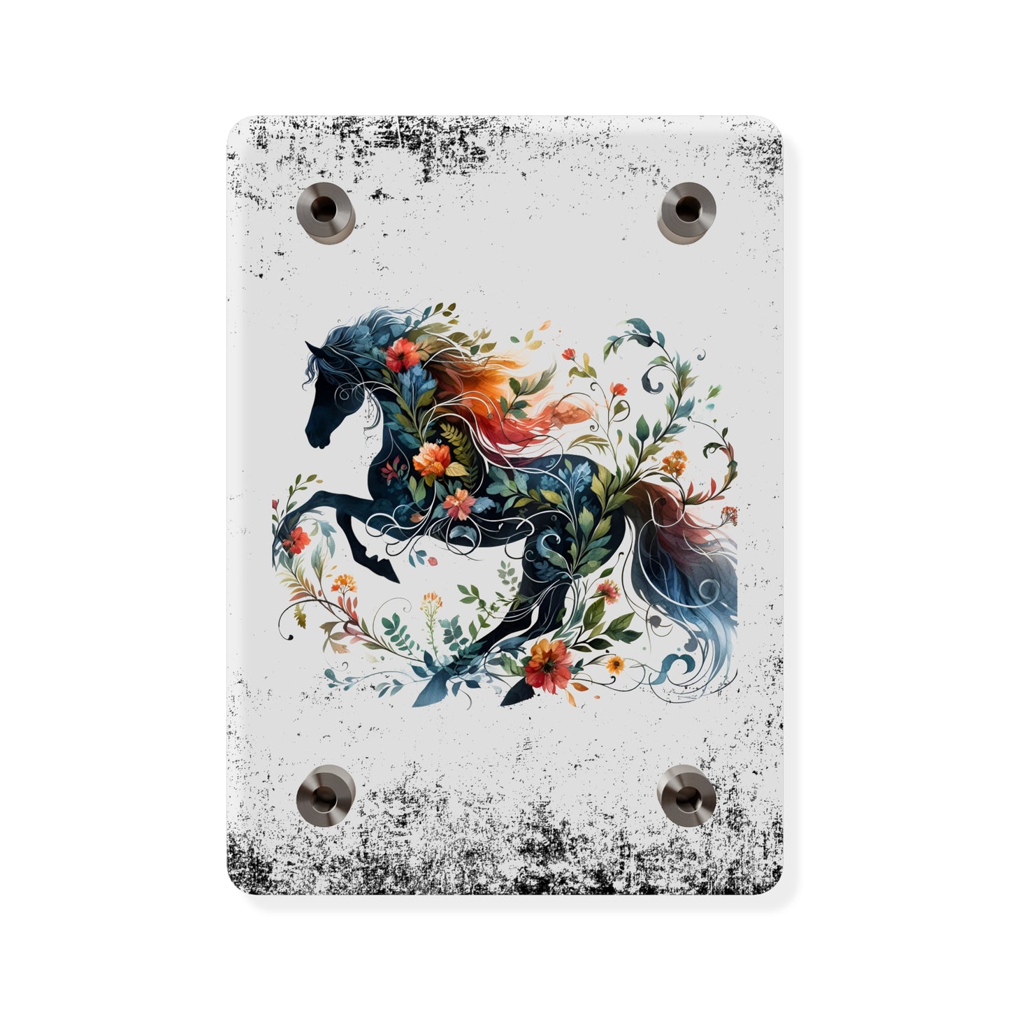 Vibrant Floral Horse Acrylic Wall Art Panel - Home Decor