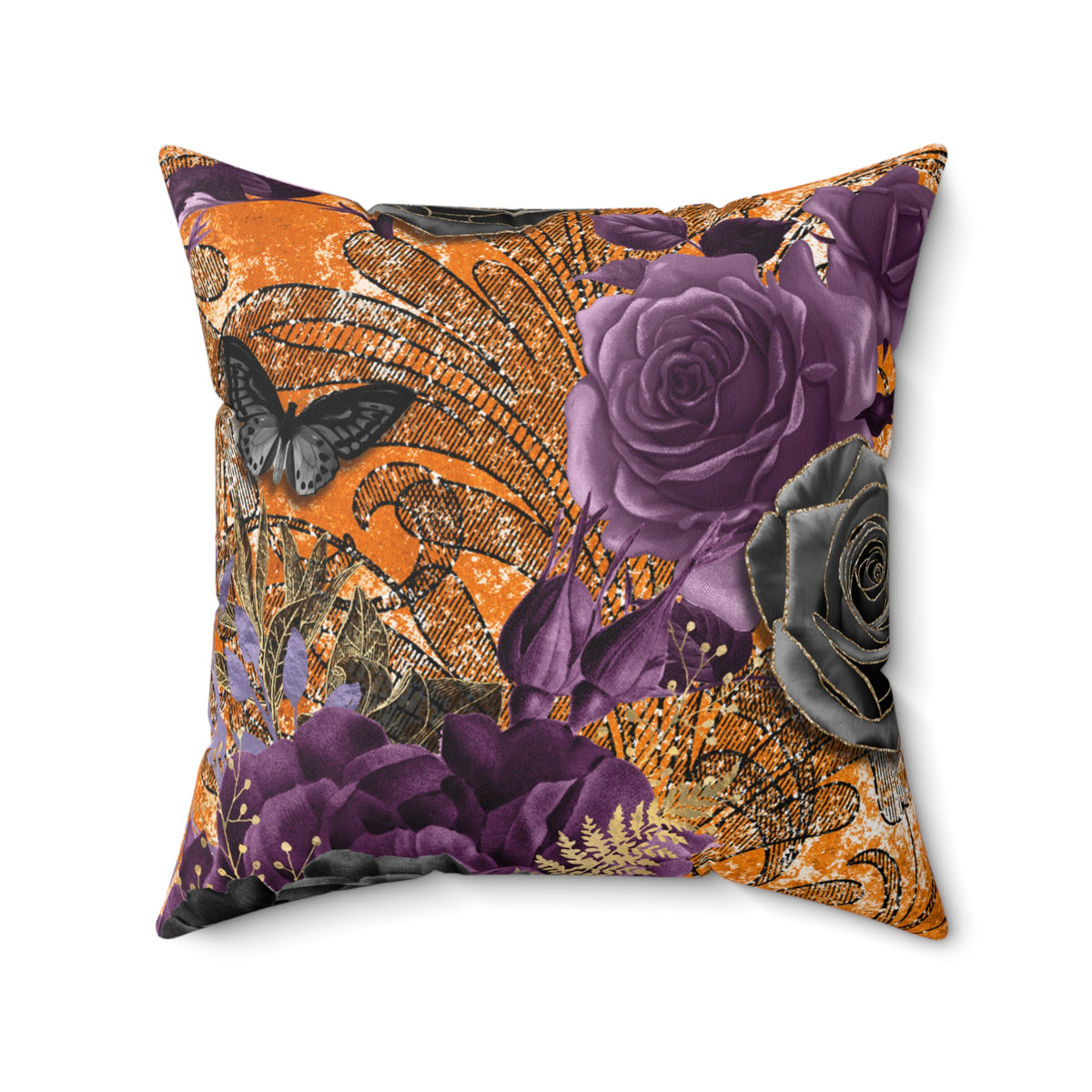 Elegant Floral Butterfly Pillow, Decorative Halloween Cushion, Home Decor, Autumn Aesthetic, Gift for Her, Floral Throw Pillow