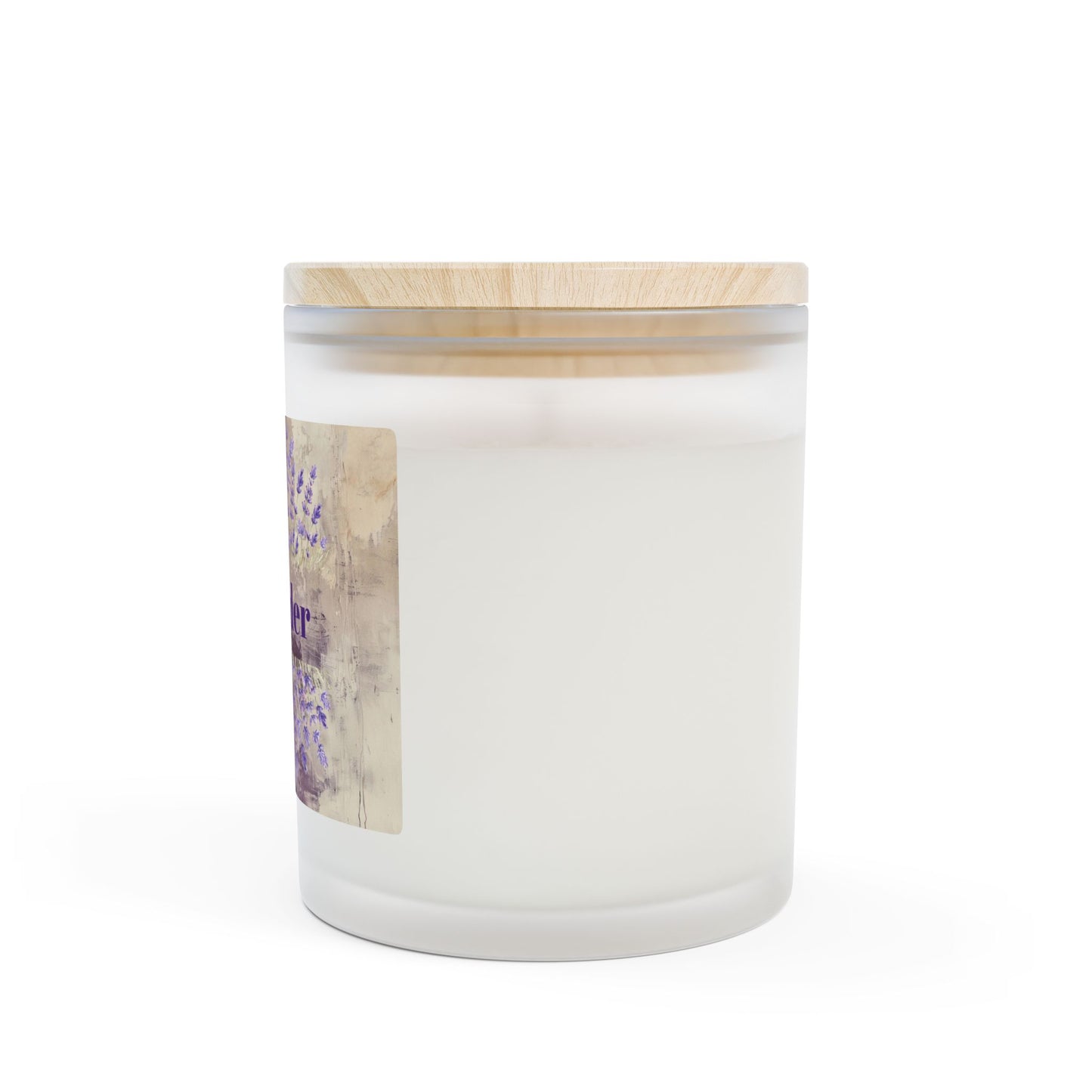 Vanilla Frosted Glass Candle – 11oz Scented Soy Candle with Wooden Lid