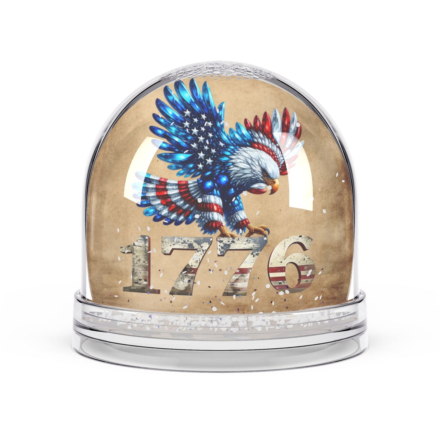 Patriotic Snow Globe with American Eagle and 1776 Design