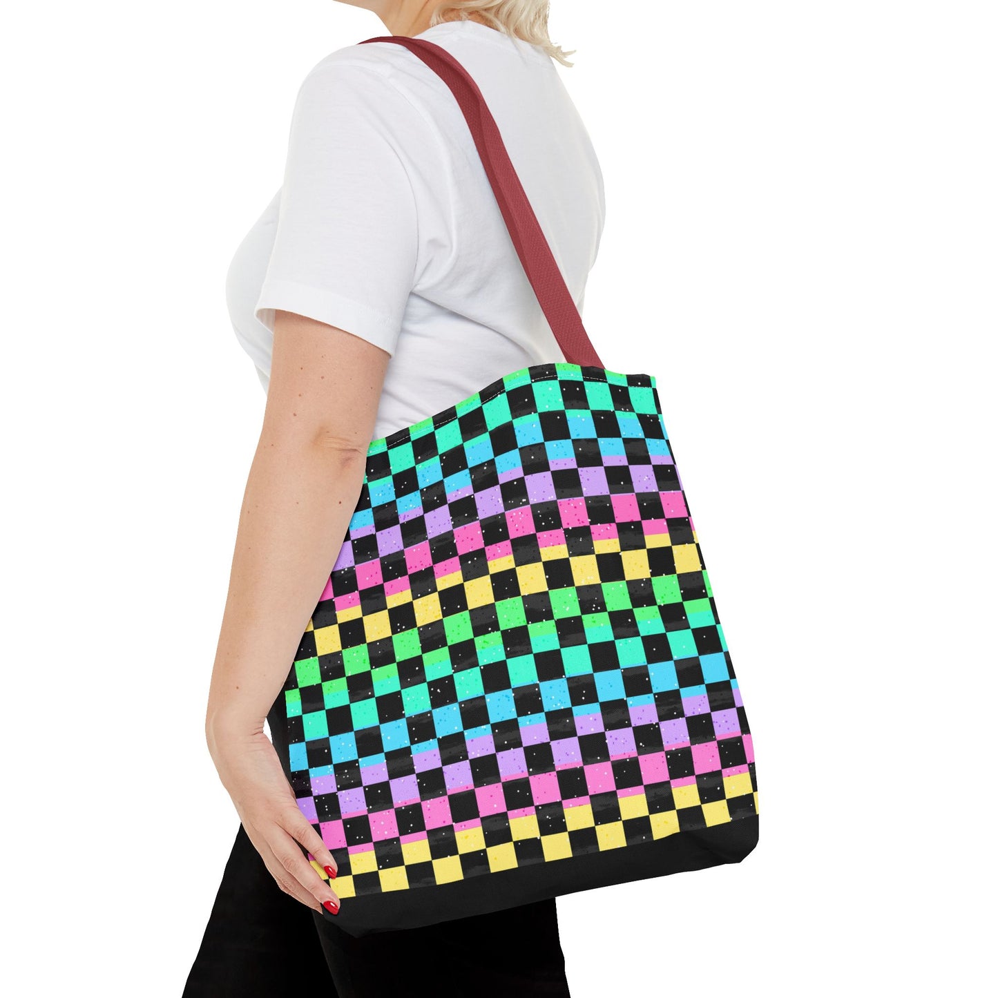 Colorful Checkerboard Tote Bag - Vibrant Reusable Shopping Bag, Eco-Friendly Gift, Summer Beach Accessory, Fashionable Everyday Tote