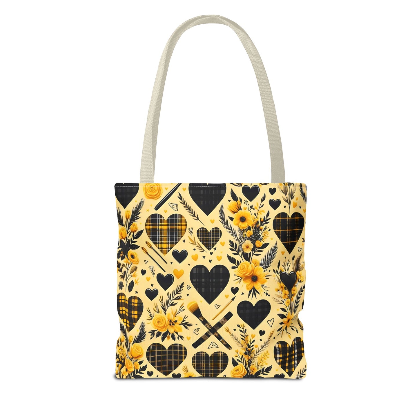 Plaid Floral With Hearts Love Tote Bag(AOP)