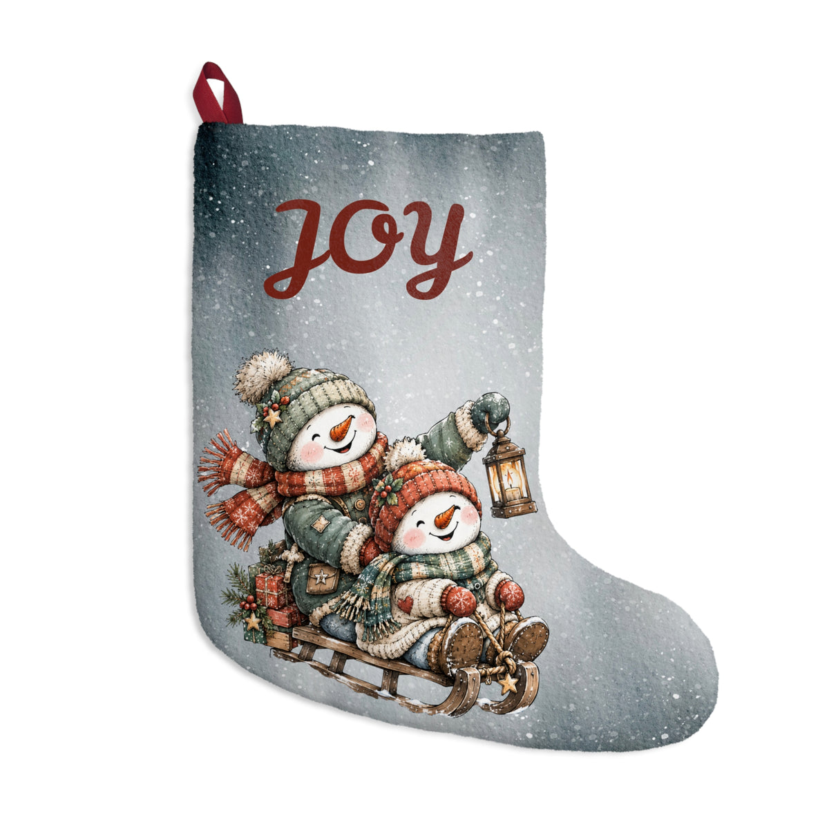 Personalizable Christmas Stocking - Joy Snowmen Christmas Stocking