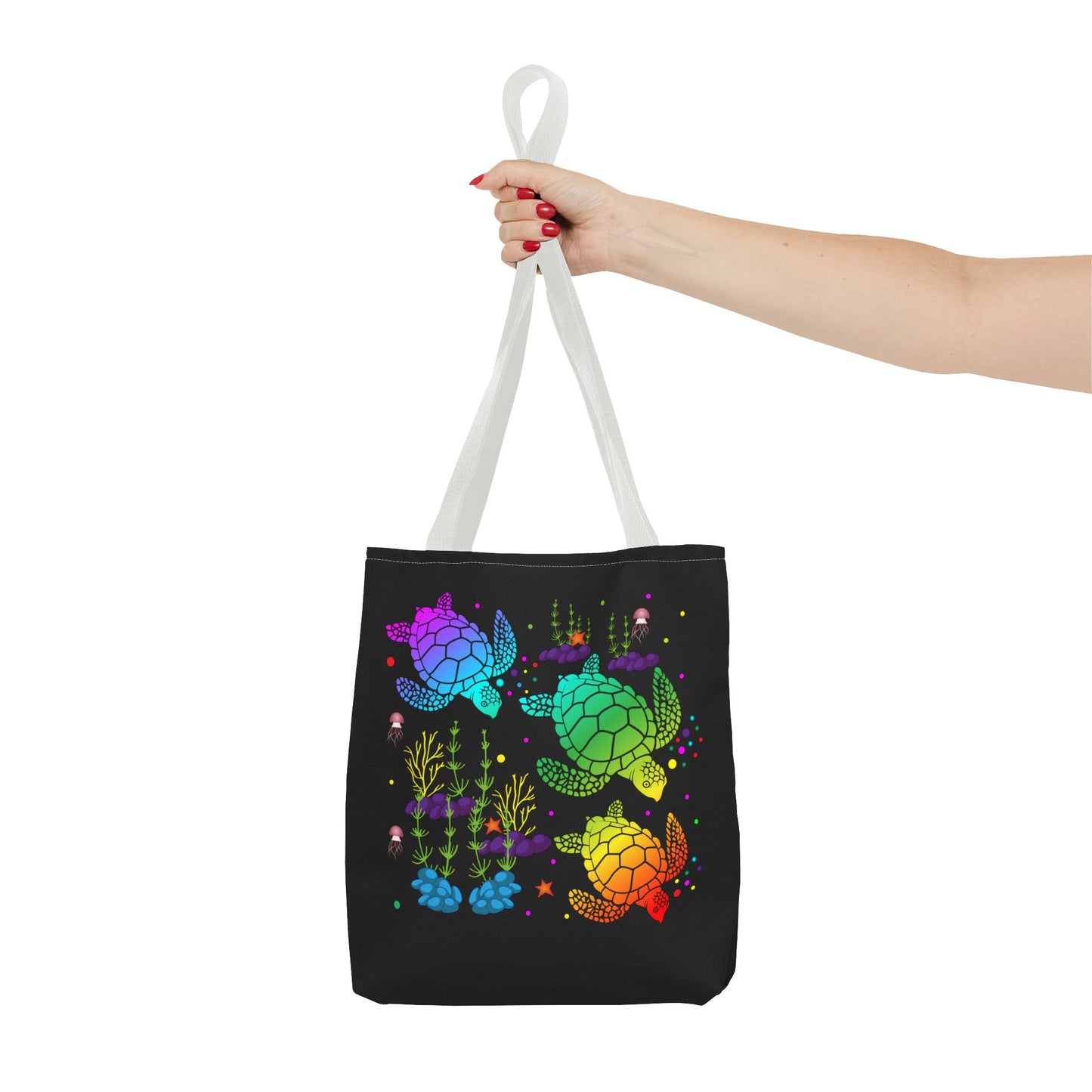 Rainbow Turtle Tote Bag - Eco-Friendly Reusable Shopper, Beach Bag, Gift for Ocean Lovers, Summer Fun, Art Tote