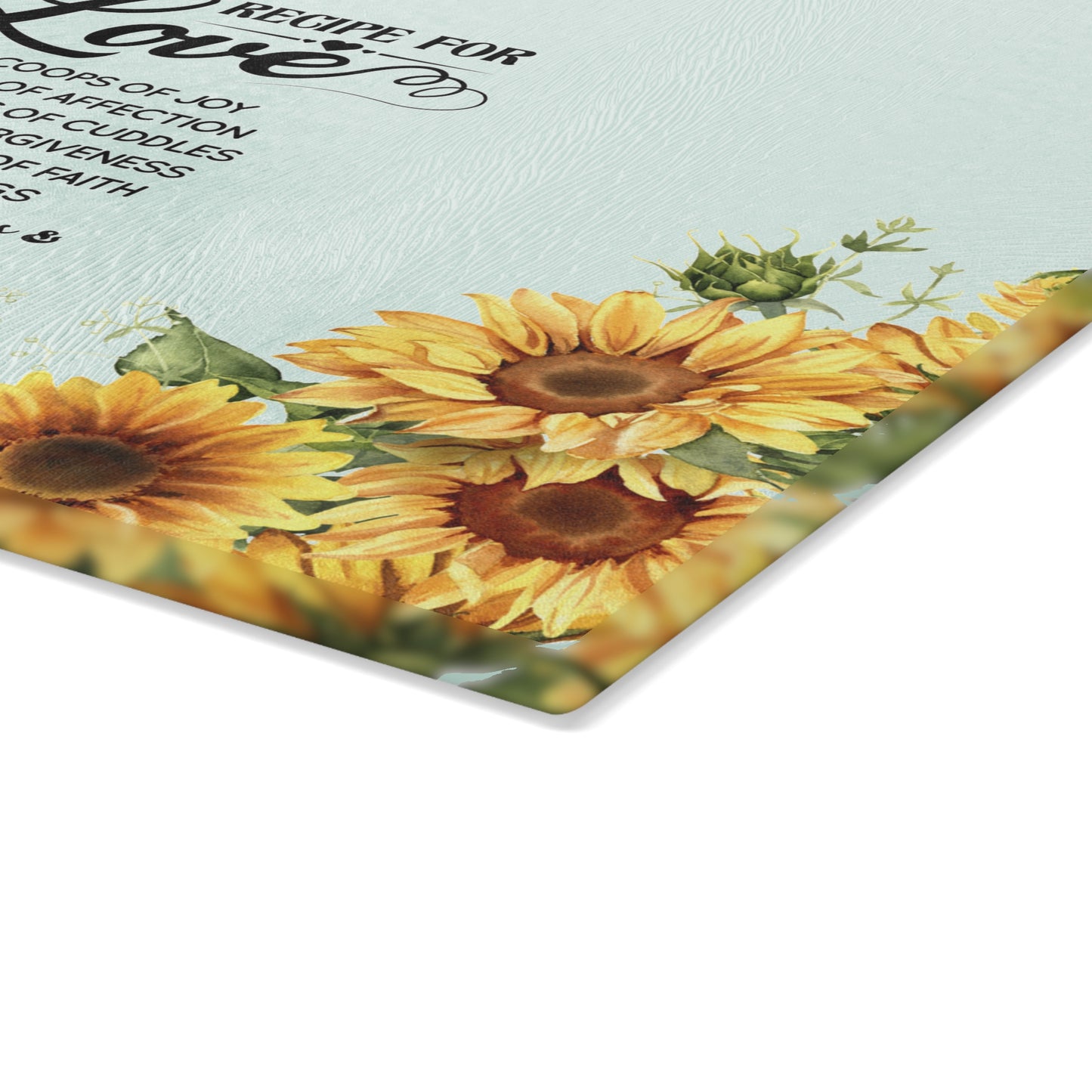 Glass Cutting Board Love Recipe Quote - Kitchen Essential Gift