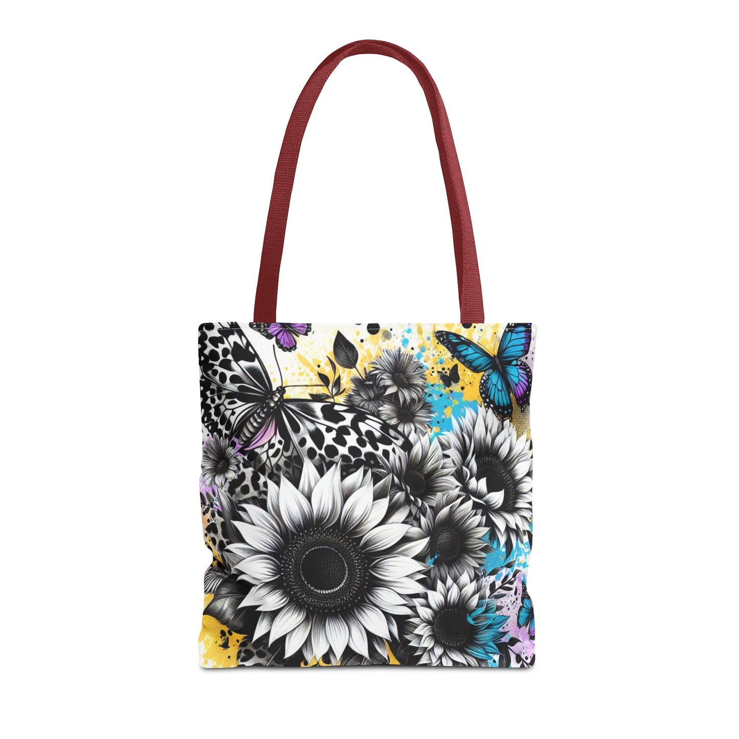 Sunflower & Butterflies Tote Bag — Color Splash Floral All-Over Print