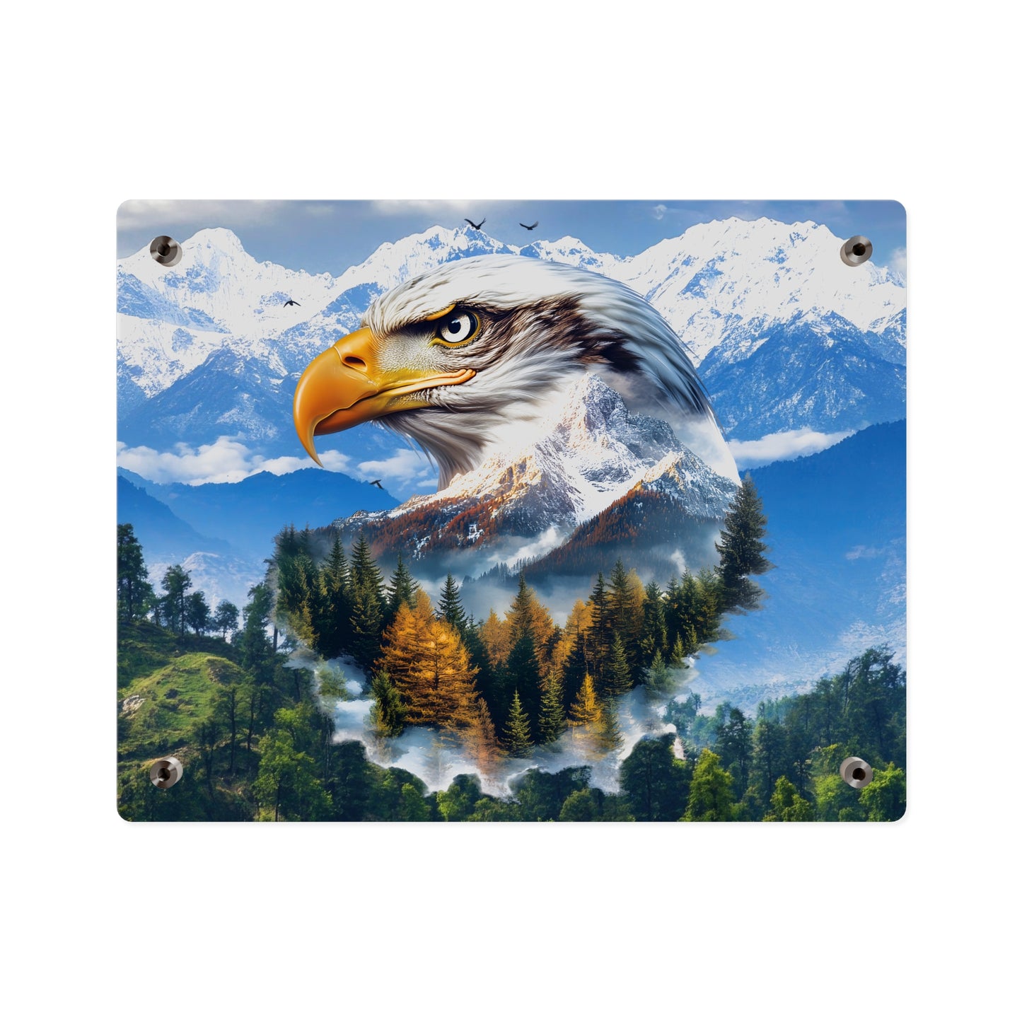Eagle Mountain Acrylic Wall Art Panel — Patriotic Wilderness Landscape Decor