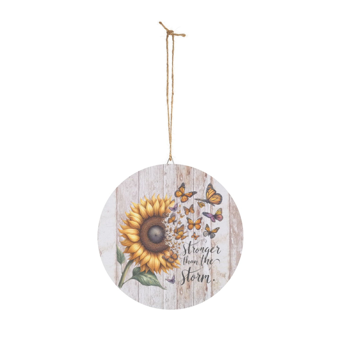 Rustic Charm Wood Sign Decor Sunflower with Butterflies Sublimation Inspirational Quote