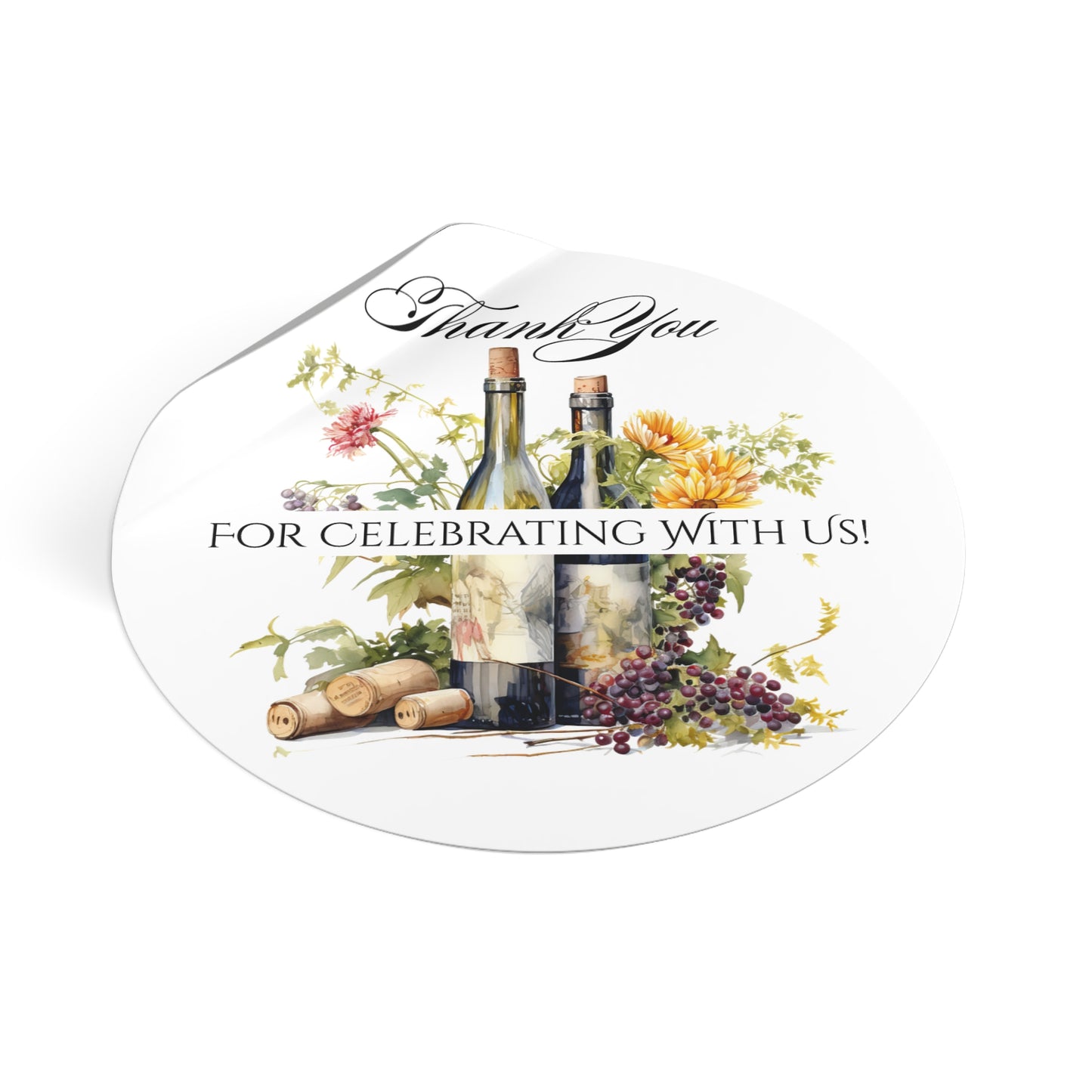 Custom Thank You Vinyl Stickers for Weddings, Party Favors, Engagements, Floral Design, Personalized Name Labels, Celebration Decal