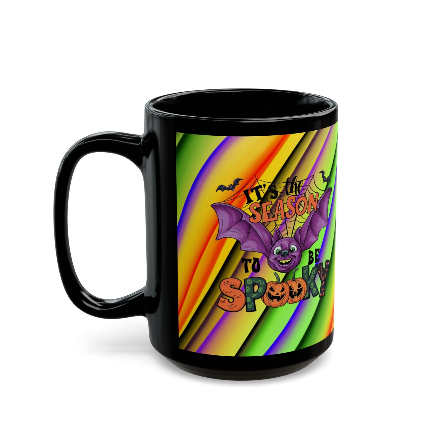 Halloween Theme Black Mug (11oz, 15oz), Cute Halloween Expression, Halloween Lovers, Coffee, Tea, Hot Chocolate Lovers Gift Idea
