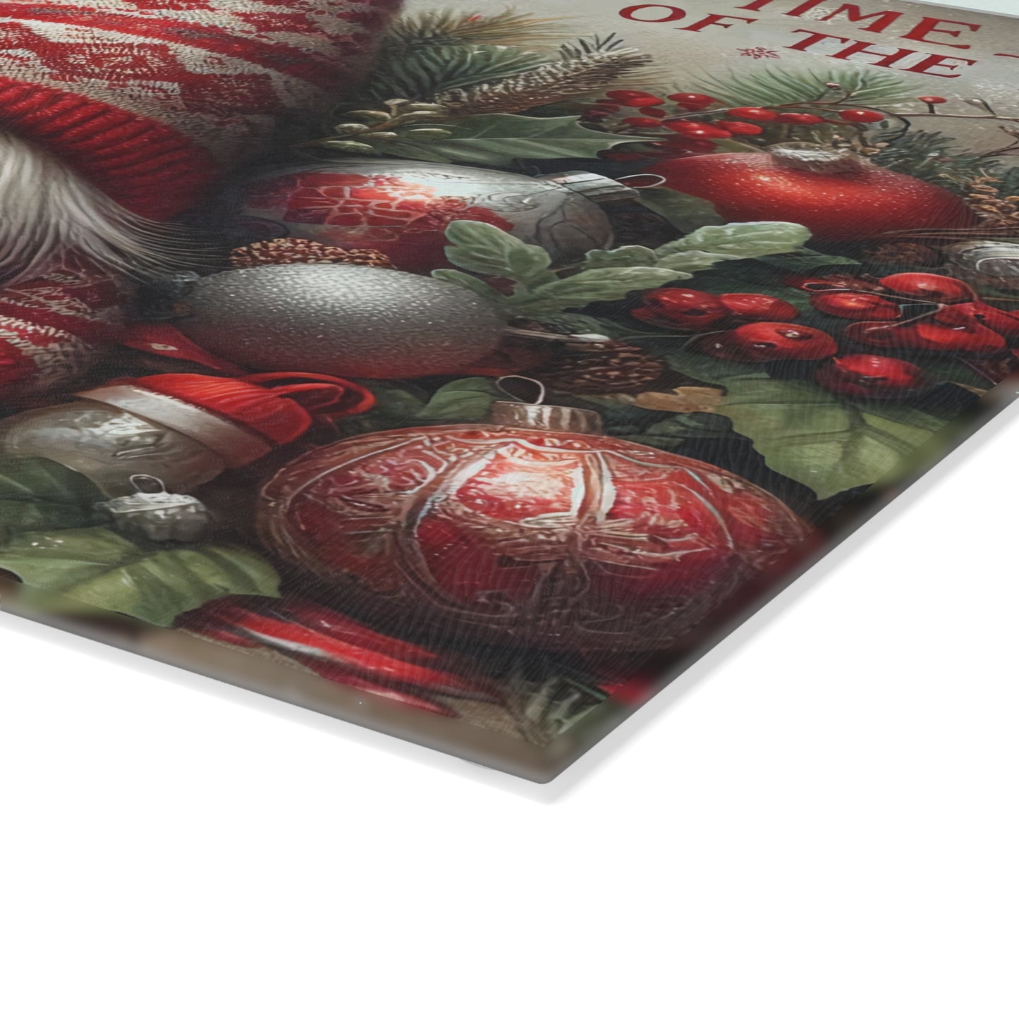 Festive Gnome Glass Cutting Board - Perfect for Holiday Cooking