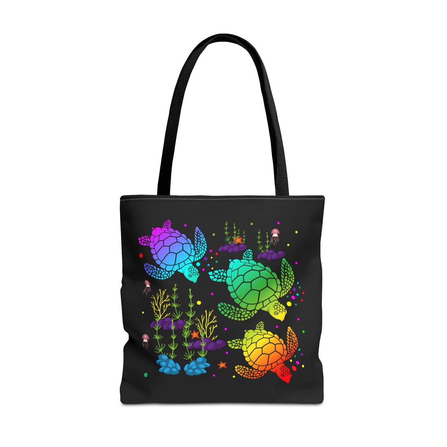 Rainbow Turtle Tote Bag - Eco-Friendly Reusable Shopper, Beach Bag, Gift for Ocean Lovers, Summer Fun, Art Tote