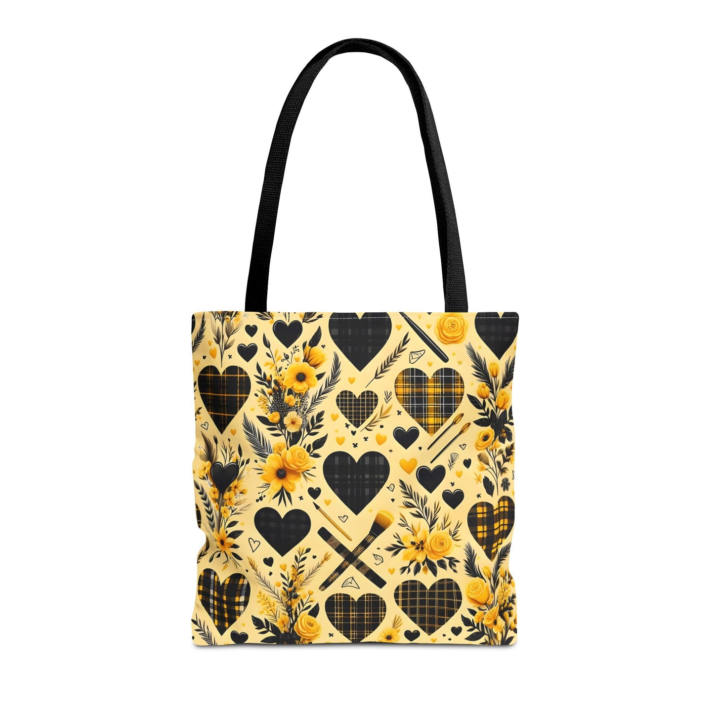 Plaid Floral With Hearts Love Tote Bag(AOP)