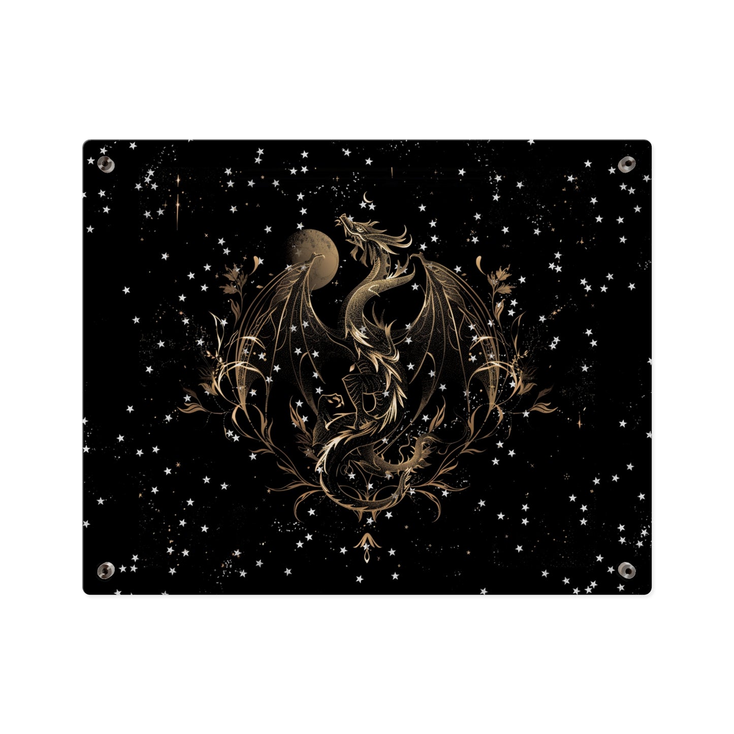 Sleek Dragon Acrylic Wall Art Panel - Celestial Decor for Fantasy Lovers