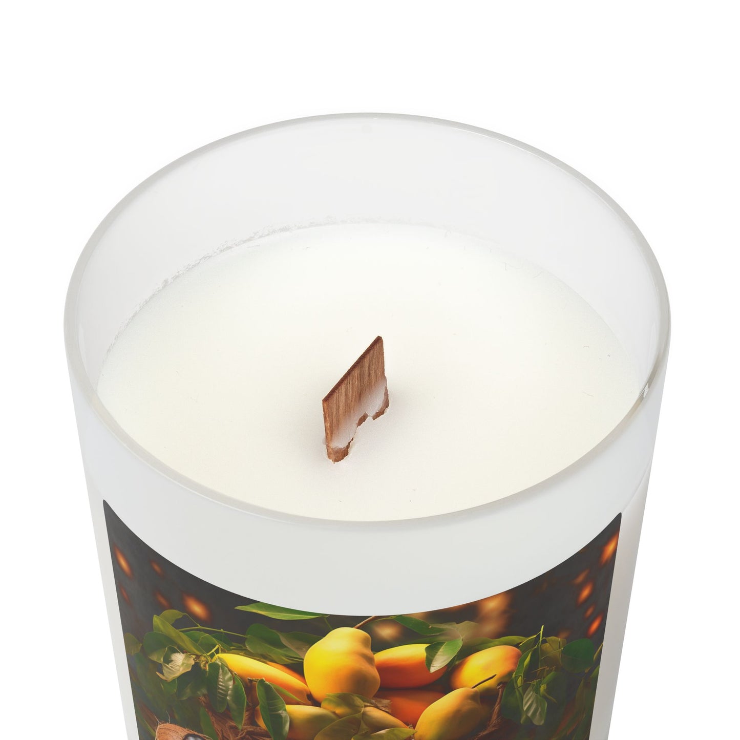 Vanilla Frosted Glass Candle – 11oz Scented Soy Candle with Wooden Lid