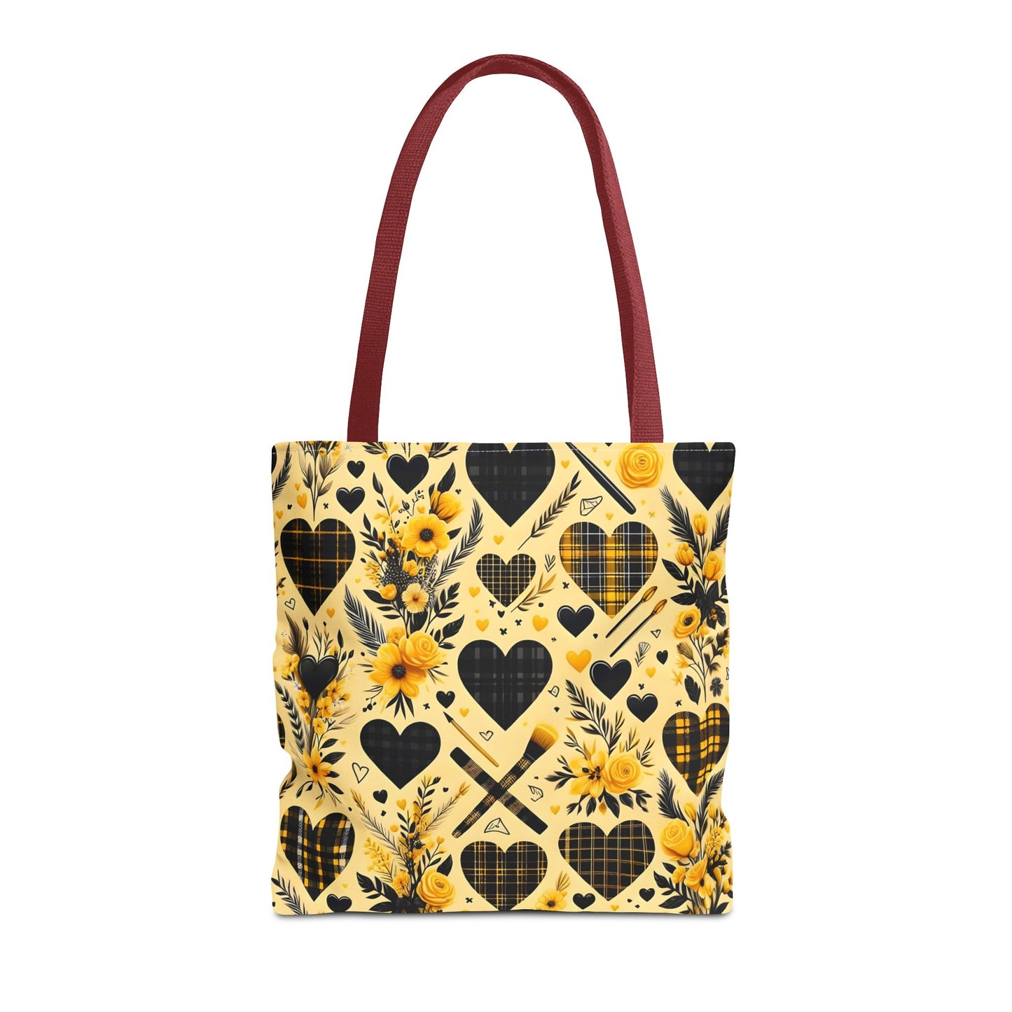 Plaid Floral With Hearts Love Tote Bag(AOP)