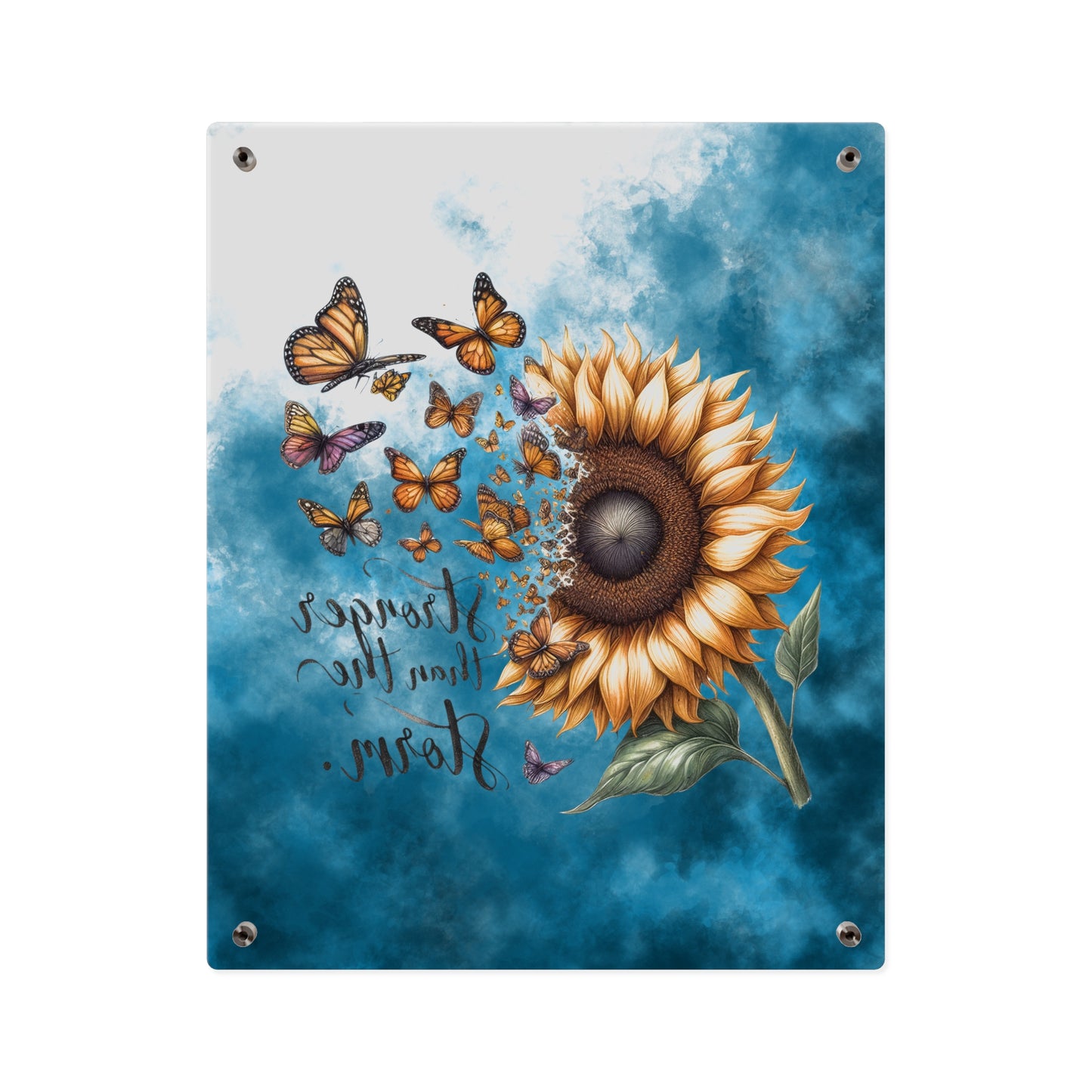 Inspirational Sunflower Acrylic Wall Art Panel - "Stronger Than The Storm"