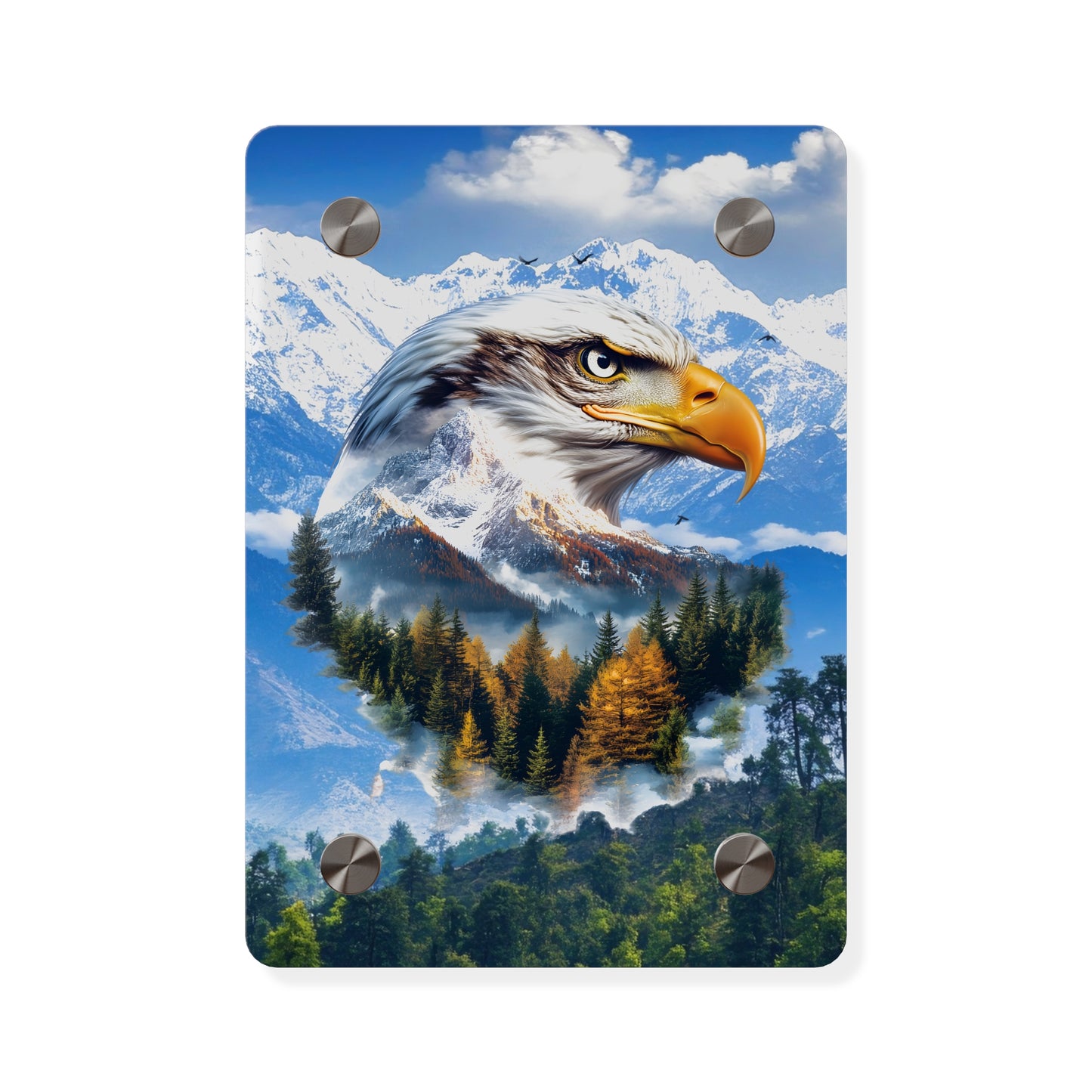 Eagle Mountain Acrylic Wall Art Panel — Patriotic Wilderness Landscape Decor