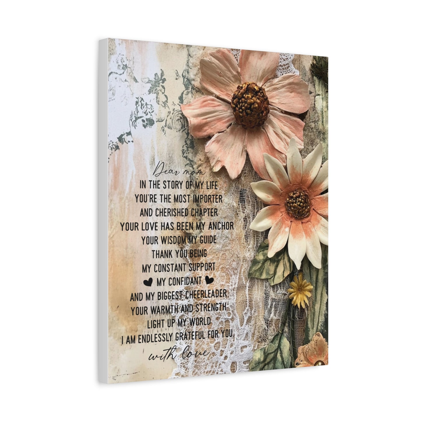 Floral Canvas Wall Art - Heartfelt Mom Appreciation Decor