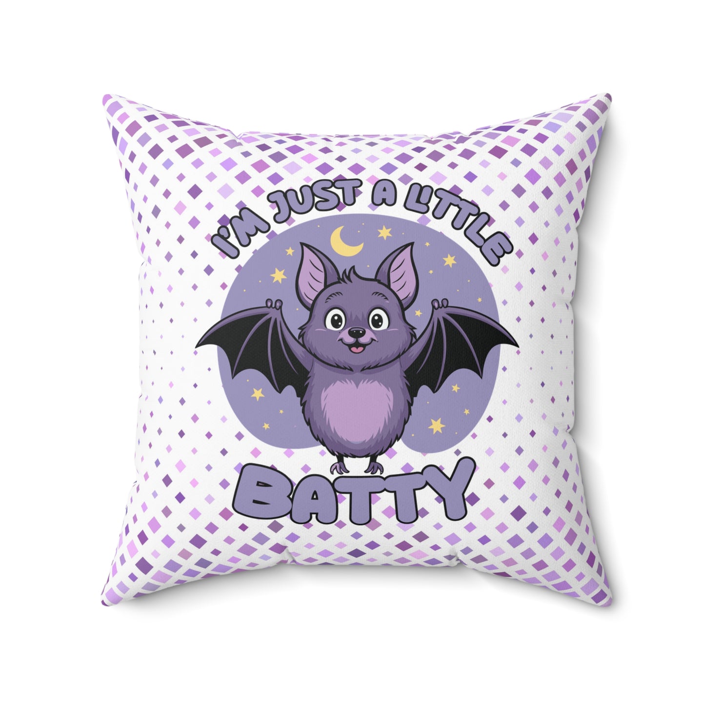 Cute Batty Pillow - I'm Just a Little Batty, Halloween Decor, Animal Lover Gift, Kids Room Cushion, Fun Home Accent