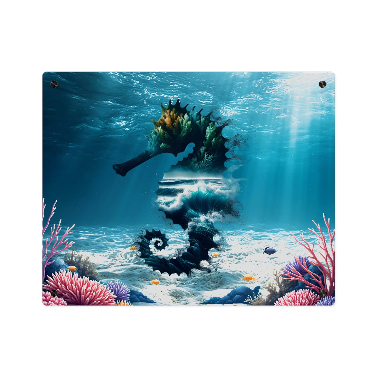 Acrylic Wall Art Panel — Underwater Seahorse Ocean Scene Panel
