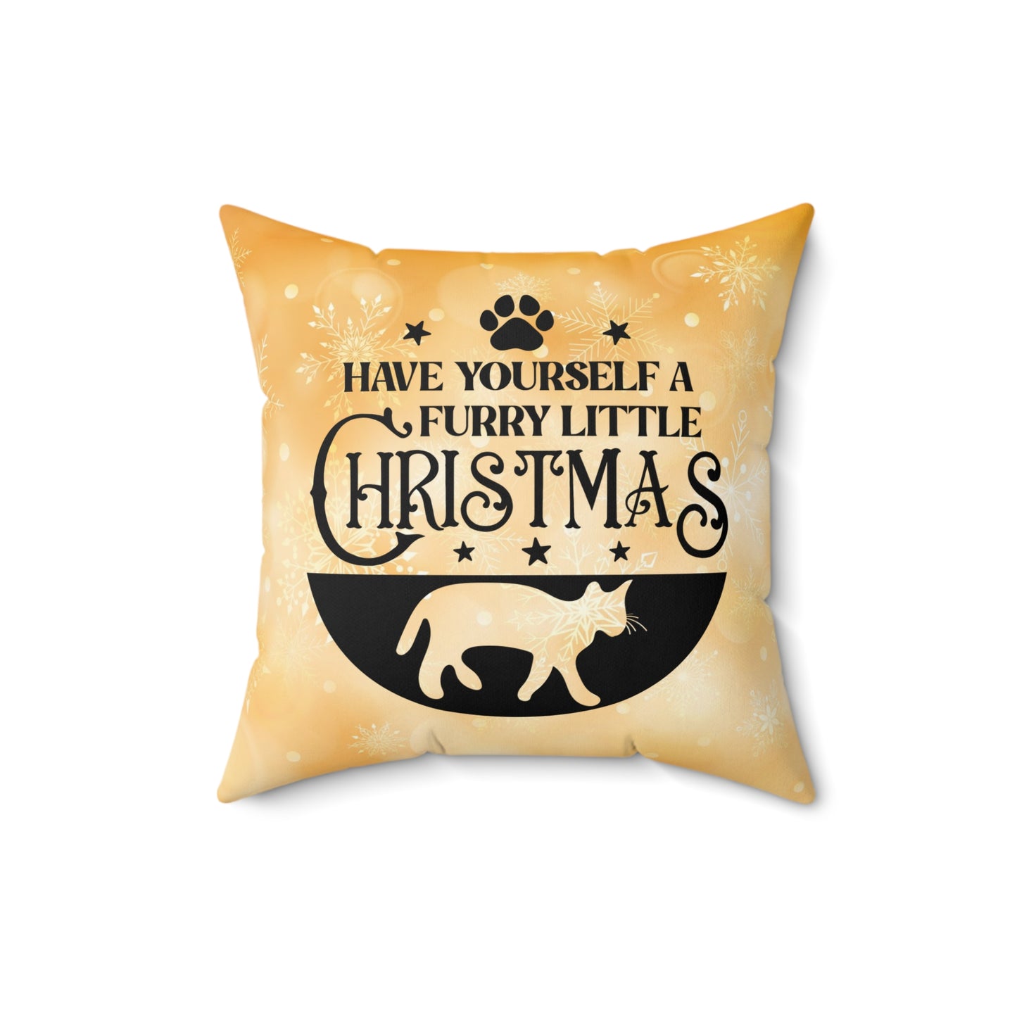 Pet Cat Christmas Theme Spun Polyester Square Pillow, Animal Lovers, CatLover's Christmas Decor, Christmas Quote Cat Accent for Home or Office