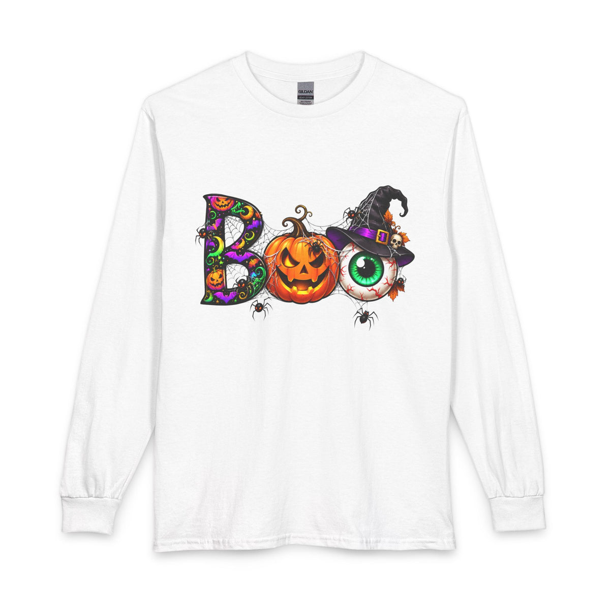Halloween Boo Pumpkin and Witch Hat Long Sleeve T-Shirt