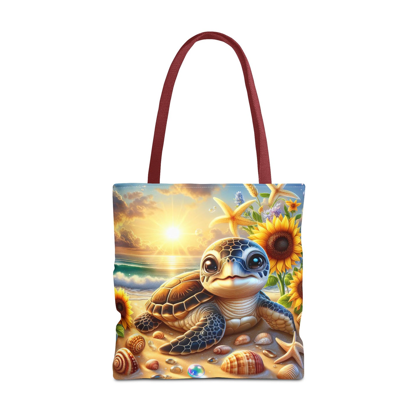 Beachy Turtle Tote Bag | Sea Life AOP Bag | Summer Accessories | Eco-Friendly Vacation Tote | Gift for Ocean Lovers