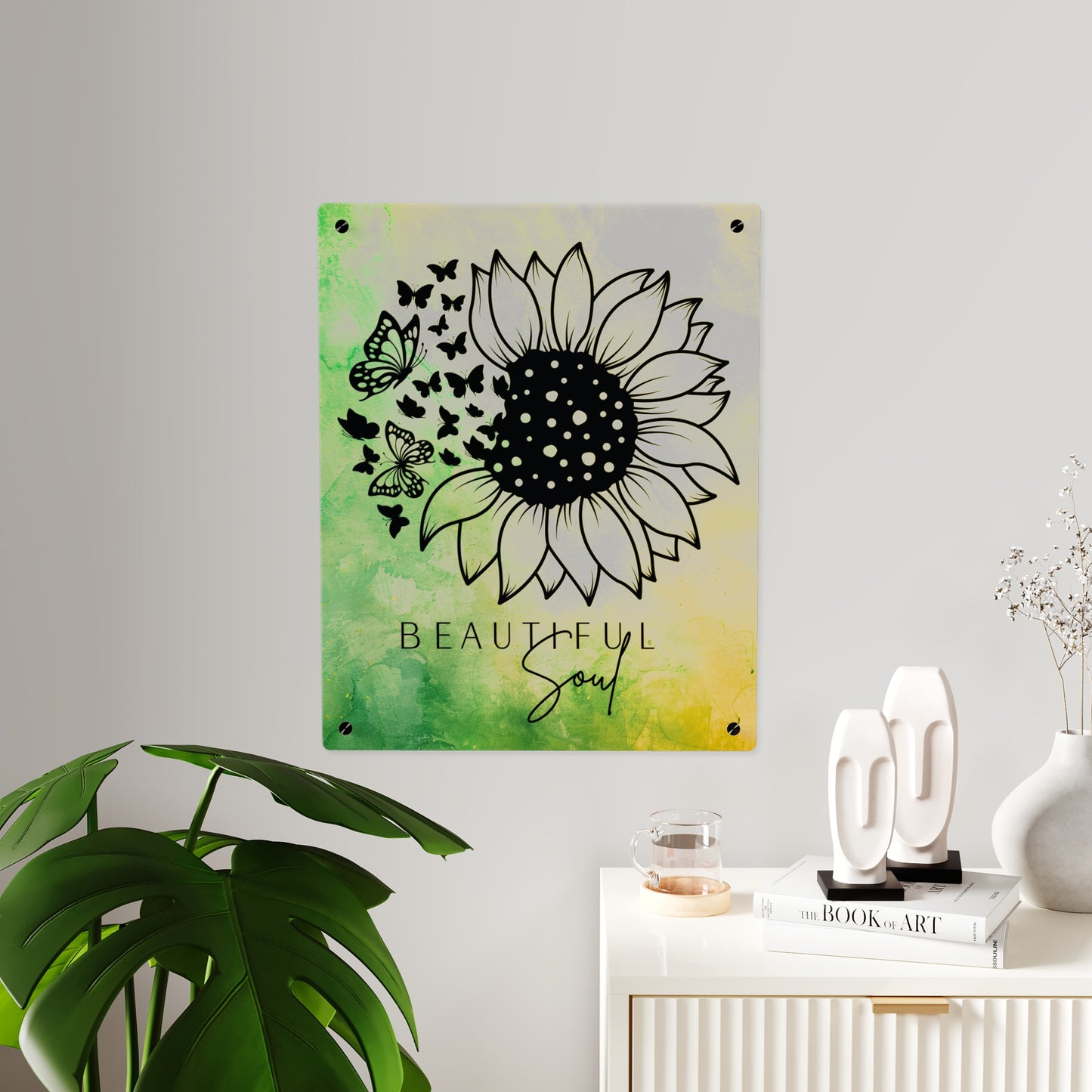 Beautiful Soul Acrylic Wall Art Panel with Sunflower Design