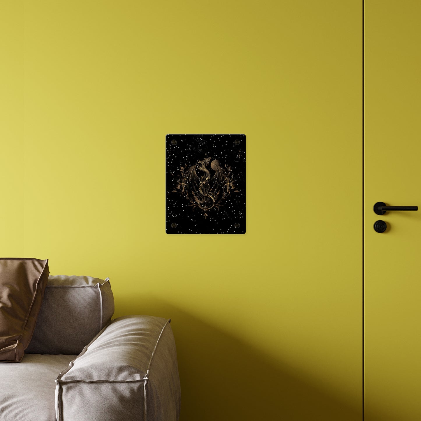 Sleek Dragon Acrylic Wall Art Panel - Celestial Decor for Fantasy Lovers