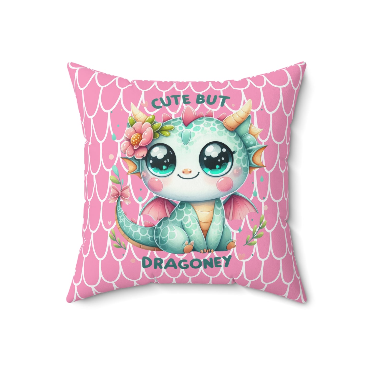 Cute But Dragoney Square Pillow, Dragon Pillow, Kids Room Decor, Fantasy Gift, Cute Home Accent, Magical Plush Cushion